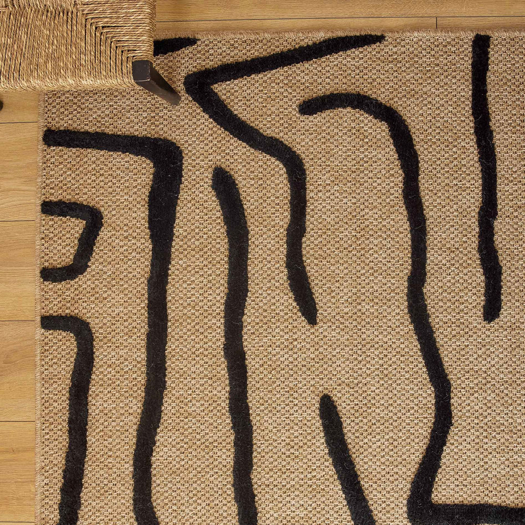 Alfombra Palma 9490 - Estampado Gráfico - Negro - Interior