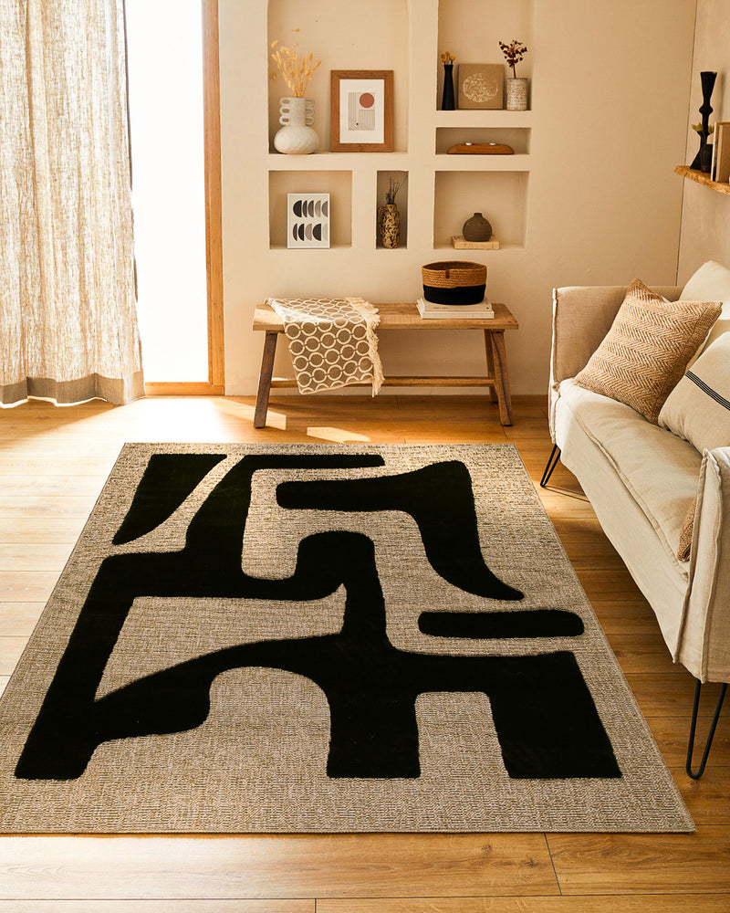 Tapis Palma 9491 - Motif Graphique - Noir - Intérieur