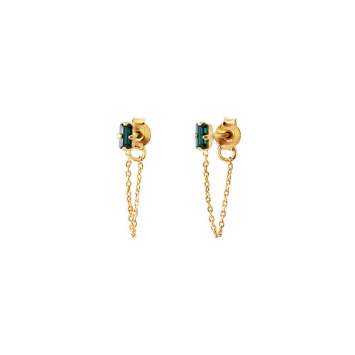 Boucles D'Oreilles Dorées Petit Modèle Palace Emerald