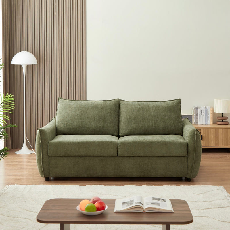 Sofá recto convertible Palla Express - 3 plazas - Tela de chenilla - Beige