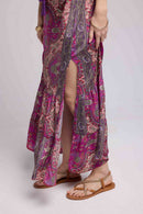 Vestido Largo de Manga Tres Cuartos - Fucsia