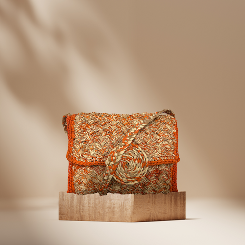 Paloma bag - Orange & Brown & Beige