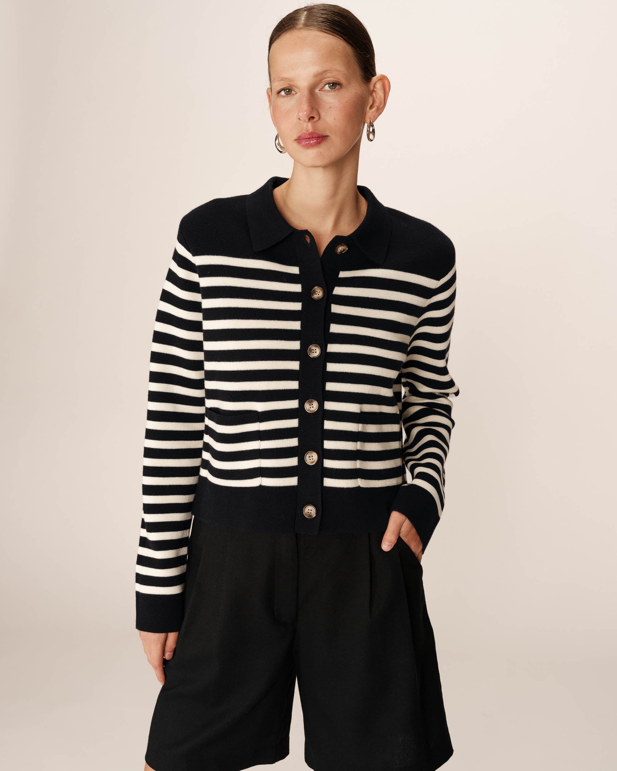 Pam Cardigan - Navy Stripes