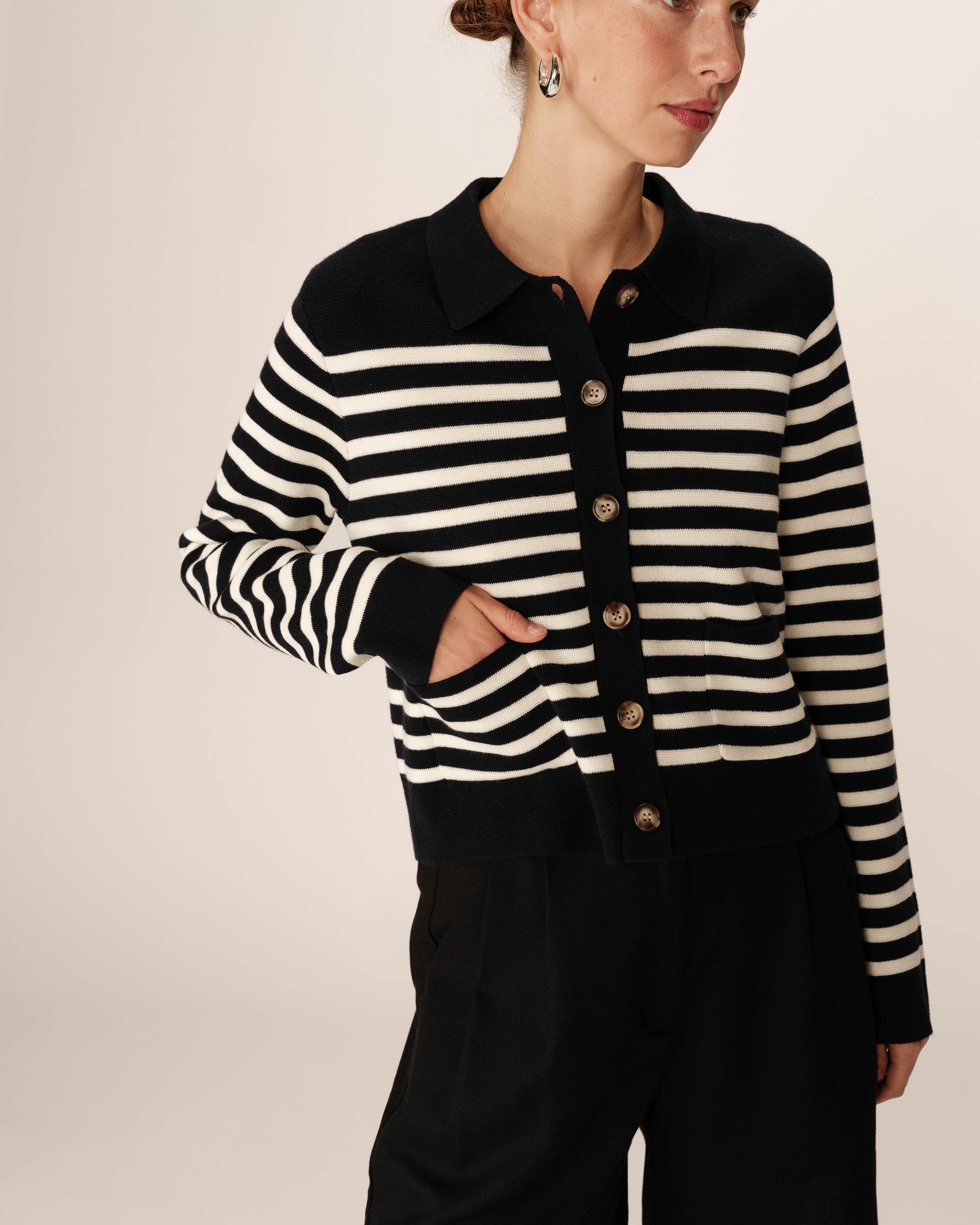 Pam Cardigan - Navy Stripes