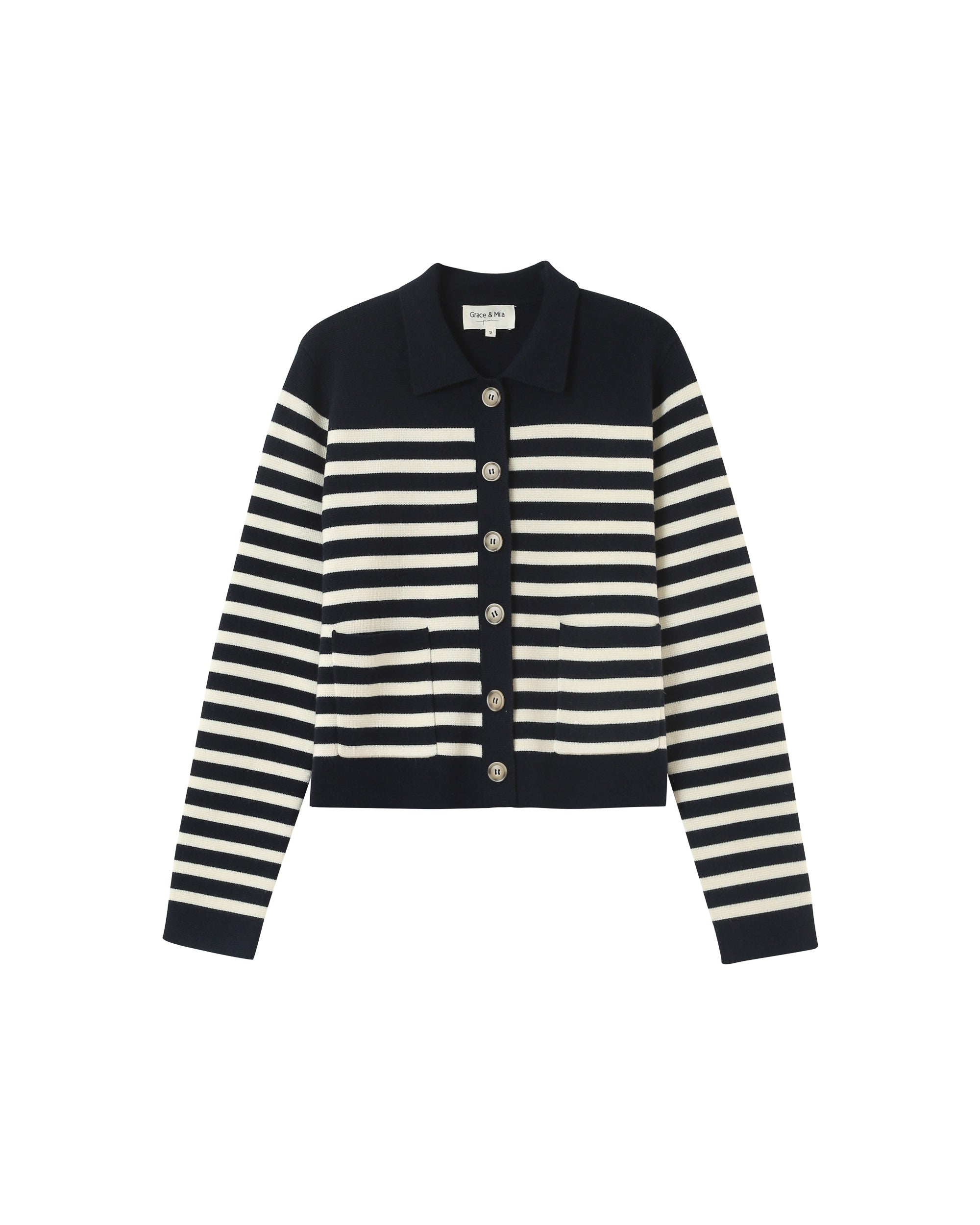 Pam Cardigan - Navy Stripes