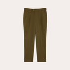 Pantalon À Double Plis En Coton Et Lin Vert