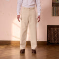 Pantalon Large En Coton Écru