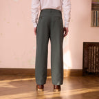 Pantalon Large En Coton Vert