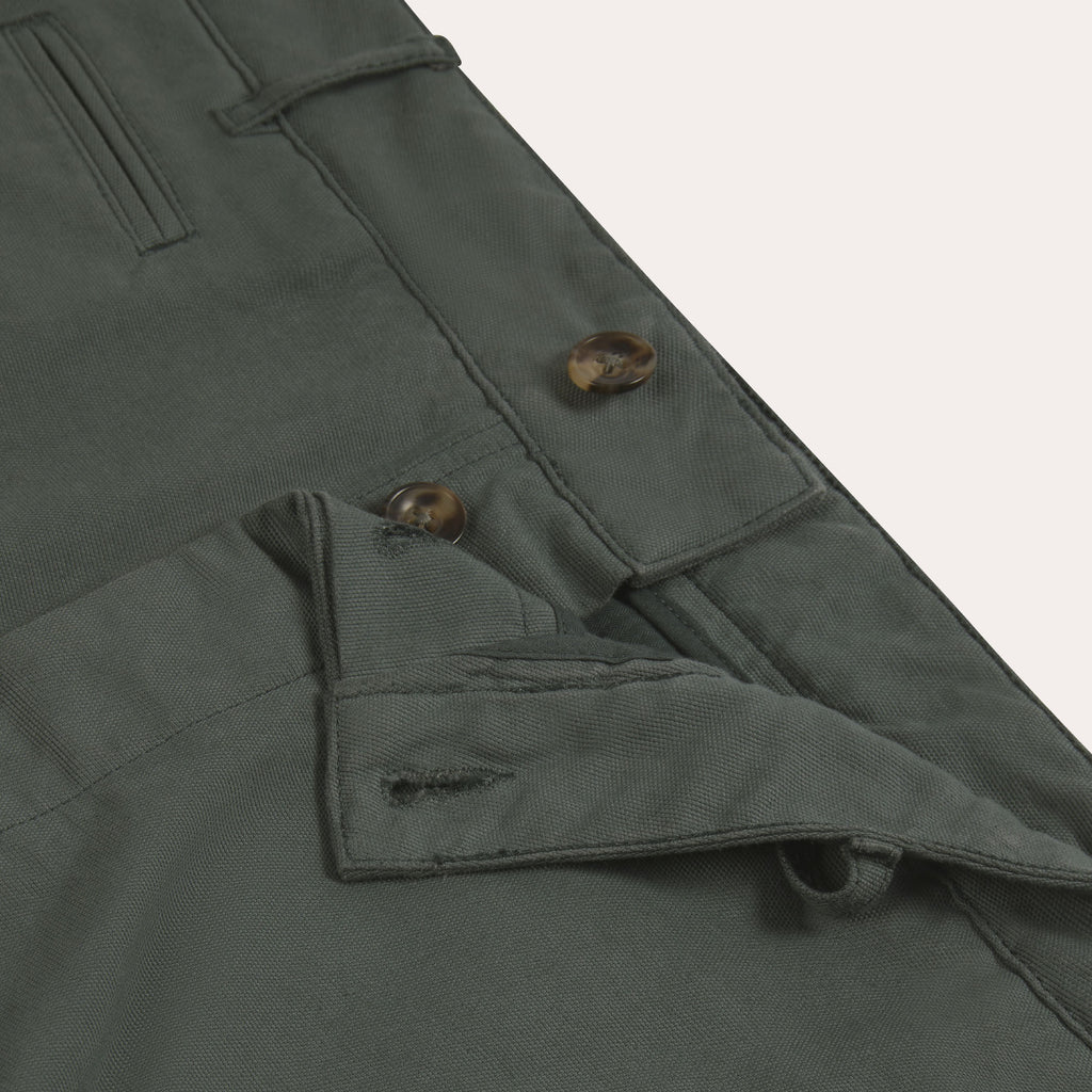 Pantalon Large En Coton Vert