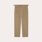 Pantalon À Double Plis En Coton Et Lin Beige