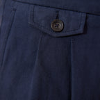 Pantalon À Double Plis En Coton Et Lin Marine