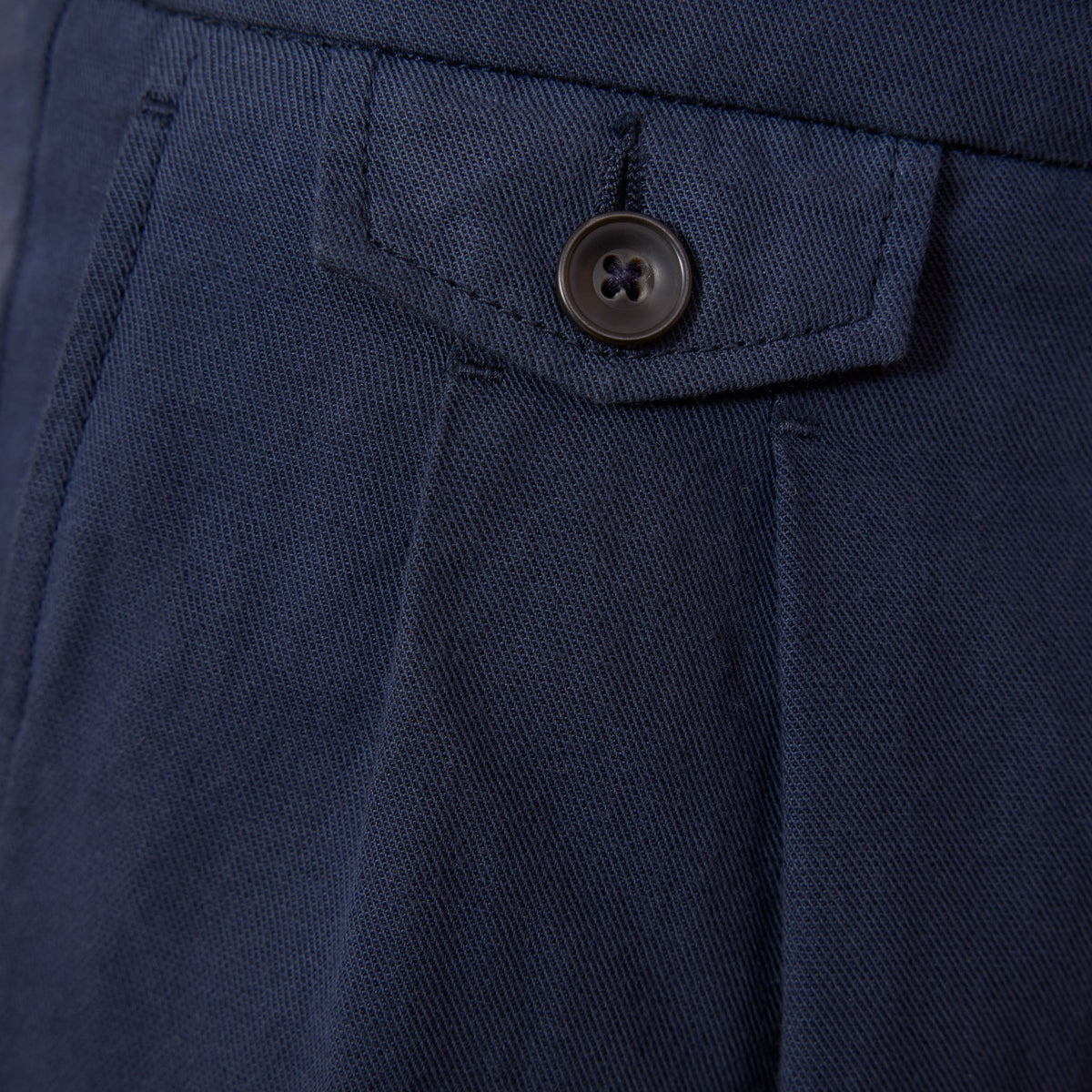 Pantalon À Double Plis En Coton Et Lin Marine