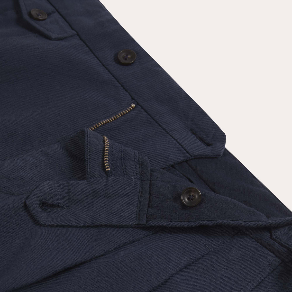 Pantalon À Double Plis En Coton Et Lin Marine