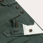 Pantalon À Double Plis En Lin Vert