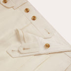 Pantalon À Double Plis En Lin Blanc