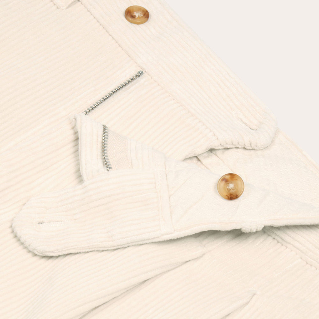 Pantalon À Double Plis En Velours Écru