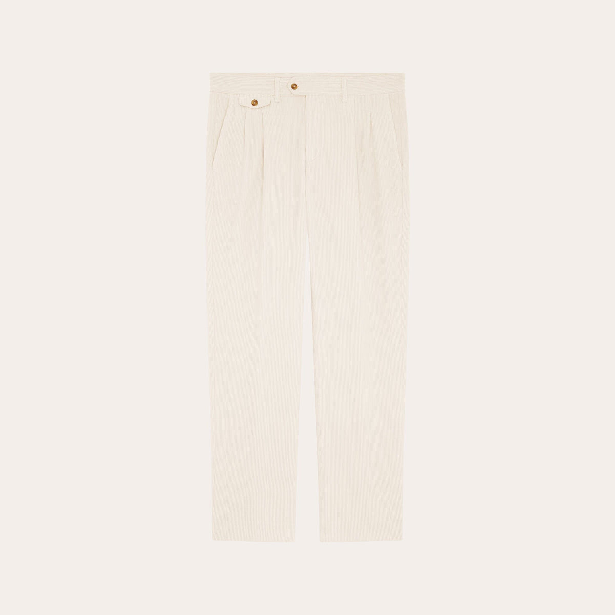 Pantalon À Double Plis En Velours Écru