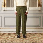 Pantalon Décontracté En Moleskine De Coton Vert Forêt