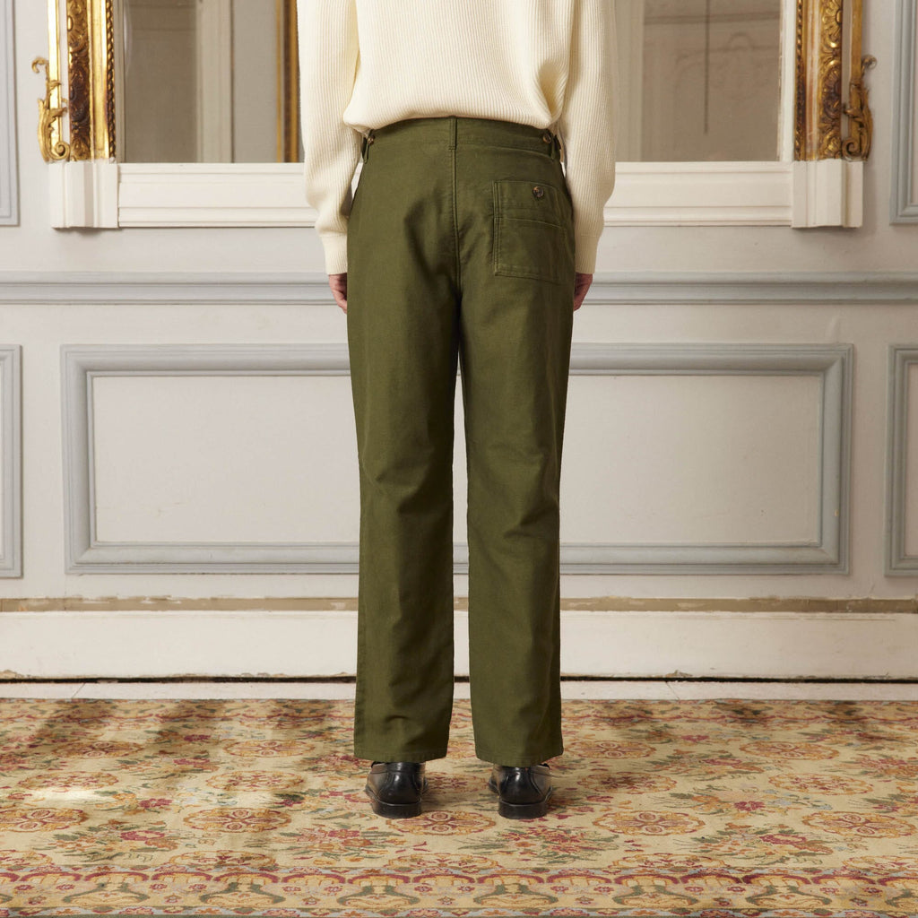 Pantalon Décontracté En Moleskine De Coton Vert Forêt