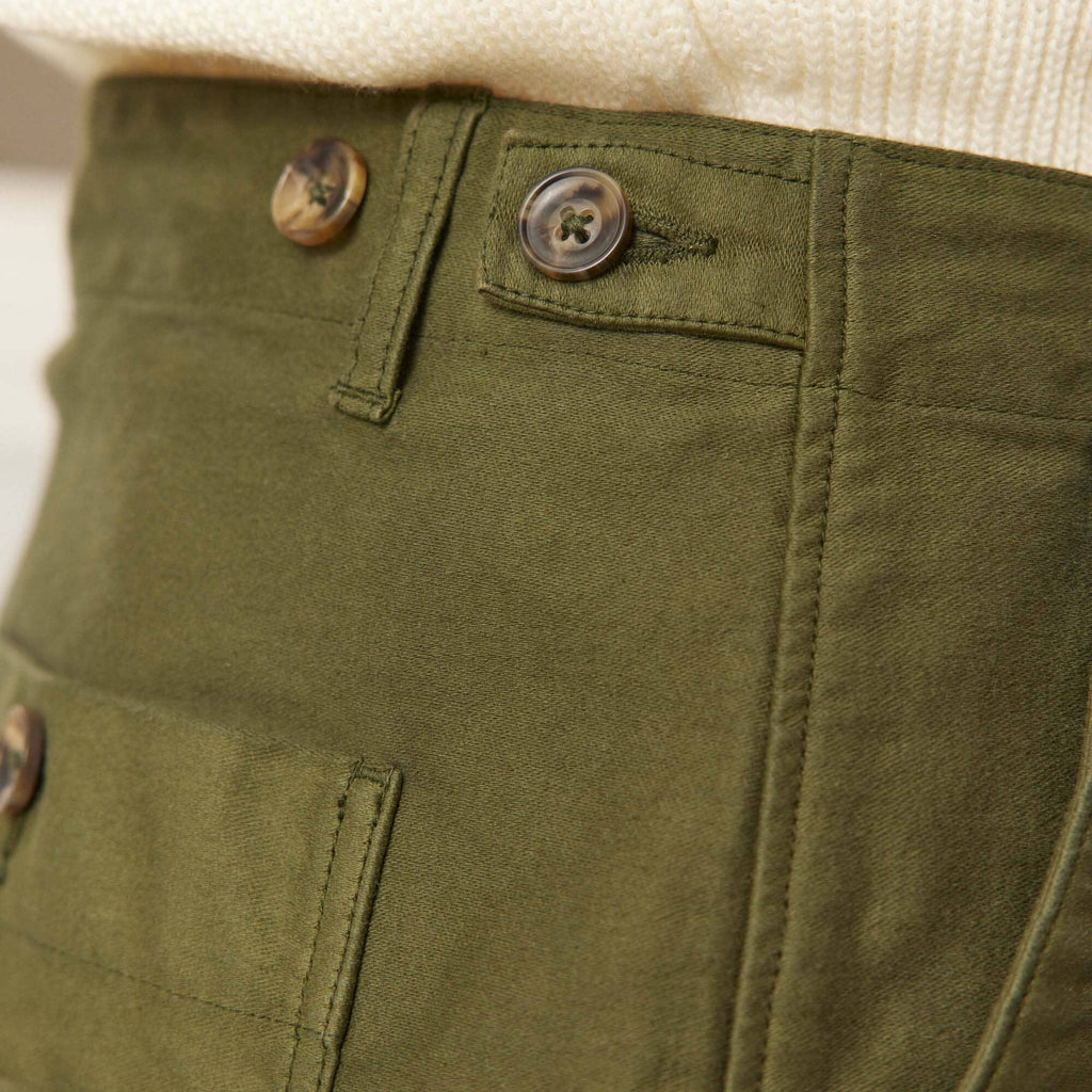 Pantalon Décontracté En Moleskine De Coton Vert Forêt