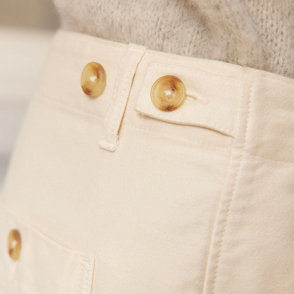 Pantalon Décontracté En Moleskine De Coton Écru
