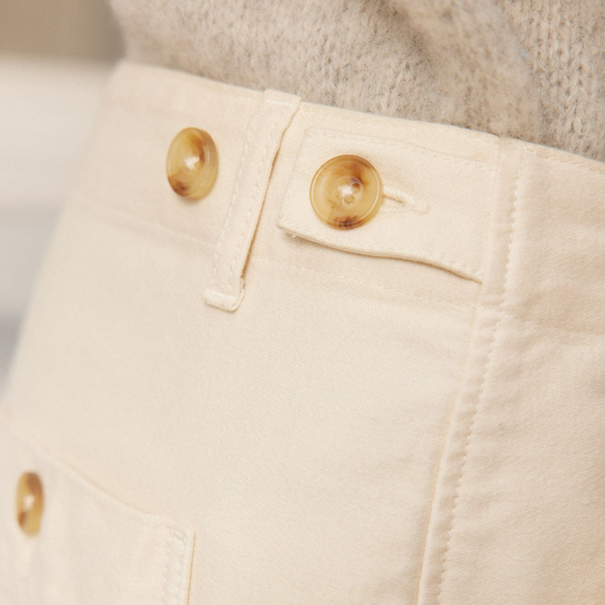 Pantalon Décontracté En Moleskine De Coton Écru