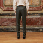 Pantalon À Pince En Laine Vert Foncé