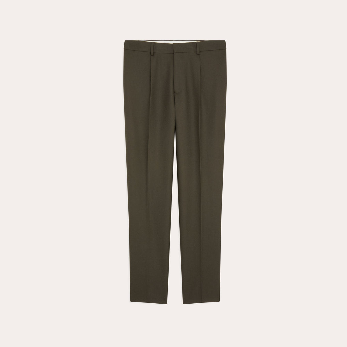Pantalon À Pince En Laine Vert Foncé