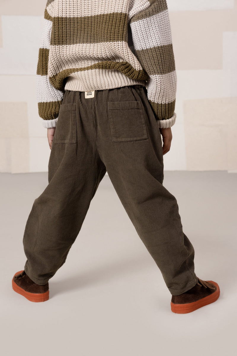 Pantalon Carrot Corderoy Taupe Foncé