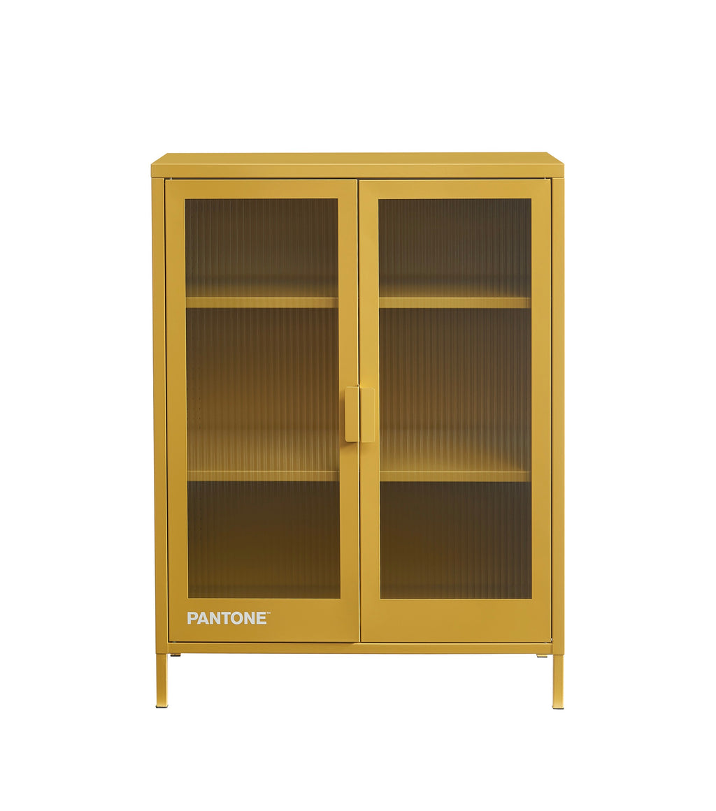 Aparador - Amarillo Mostaza - Puertas de Vidrio Estriado