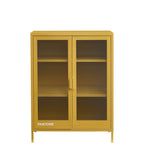 Aparador - Amarillo Mostaza - Puertas de Vidrio Estriado