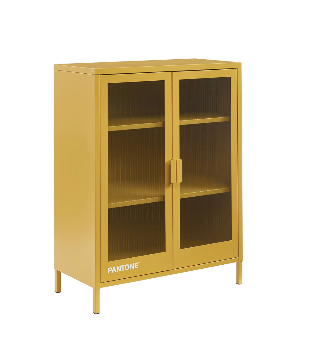 Aparador - Amarillo Mostaza - Puertas de Vidrio Estriado