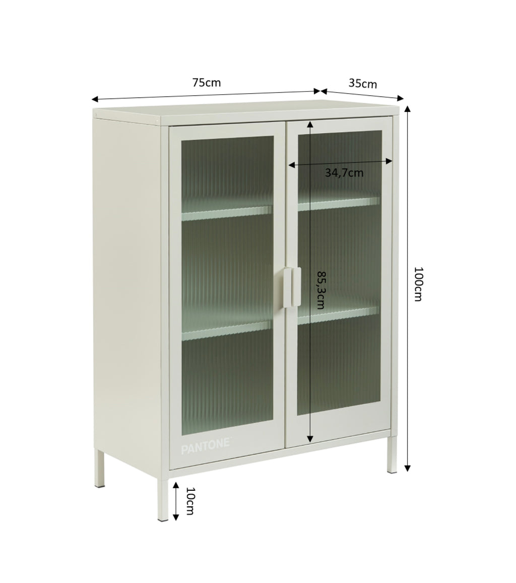 Buffet - Beige Sable - Portes En Verre Cannelé