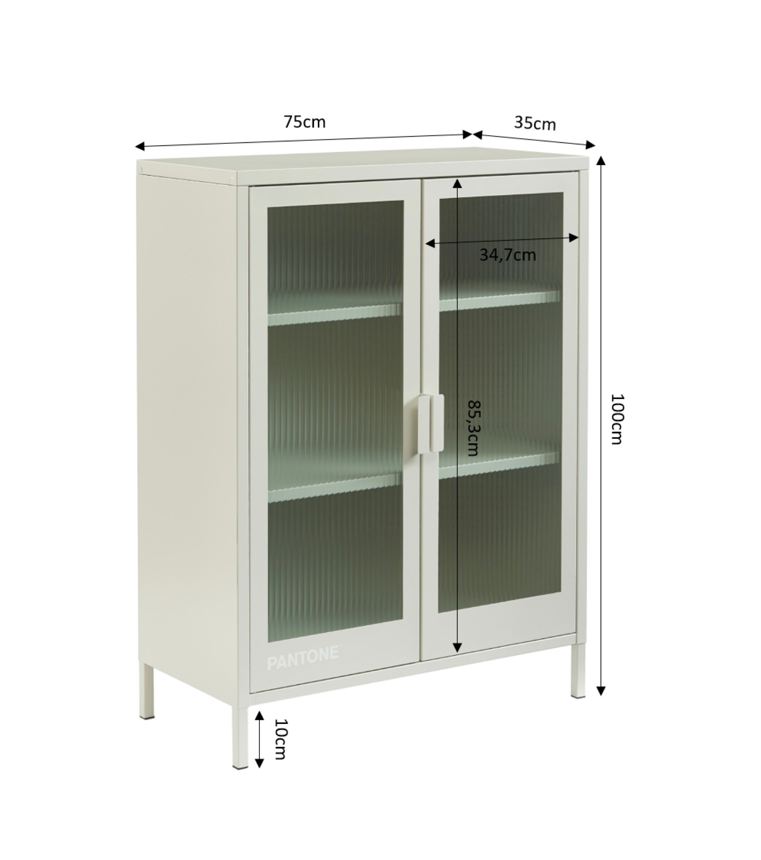 Buffet - Beige Sable - Portes En Verre Cannelé