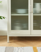 Buffet - Beige Sable - Portes En Verre Cannelé