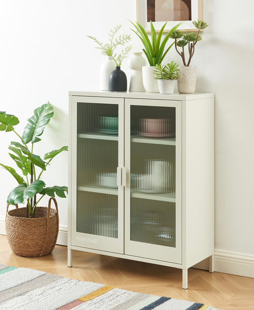 Buffet - Beige Sable - Portes En Verre Cannelé