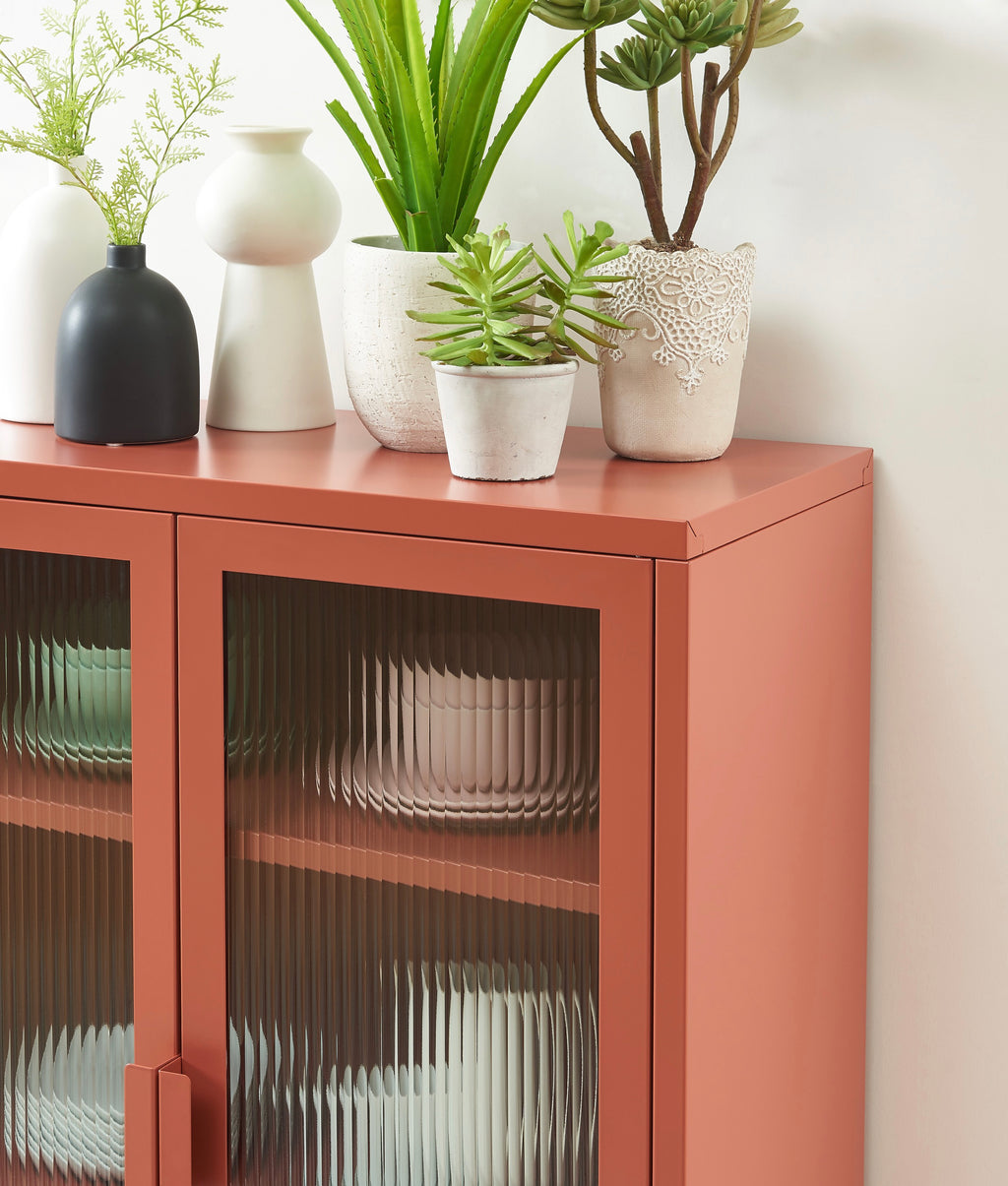 Buffet - Terracotta - Portes En Verre Cannelé