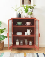 Buffet - Terracotta - Portes En Verre Cannelé