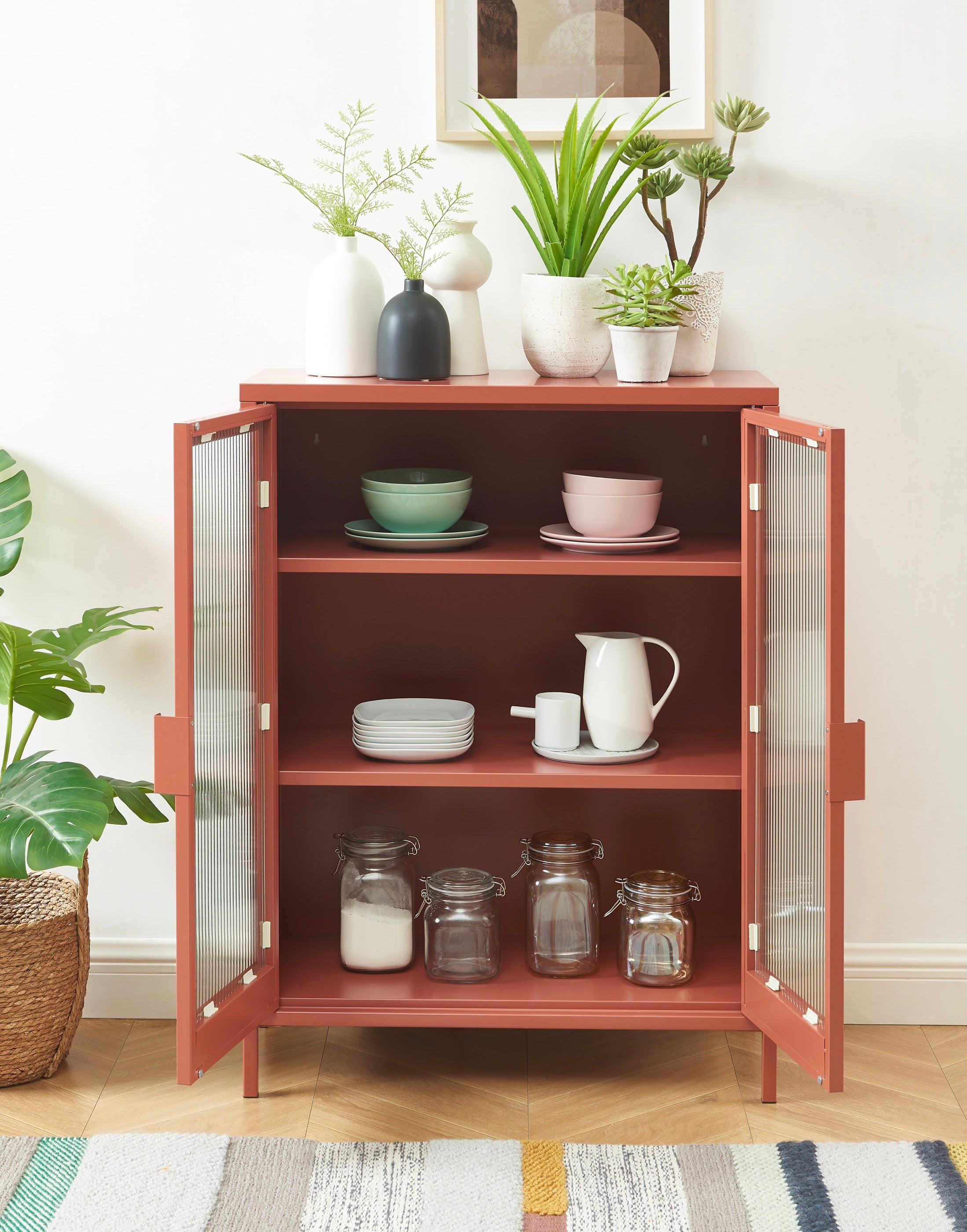Buffet - Terracotta - Portes En Verre Cannelé