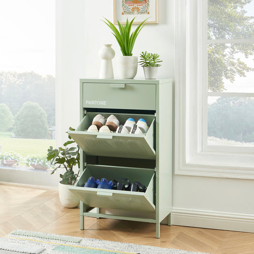 Meuble À Chaussures - Métal - Vert Amande