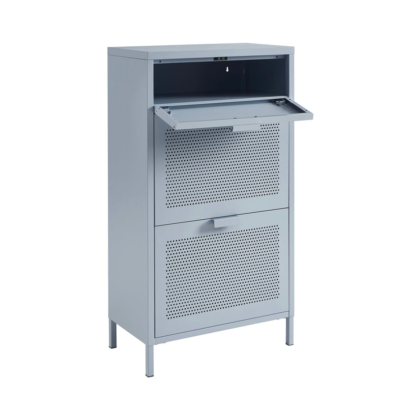 Meuble À Chaussures - Métal - Gris Bleu