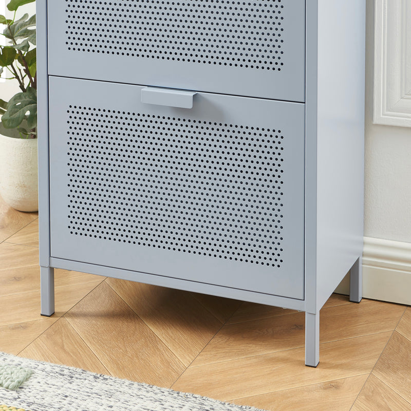 Meuble À Chaussures - Métal - Gris Bleu