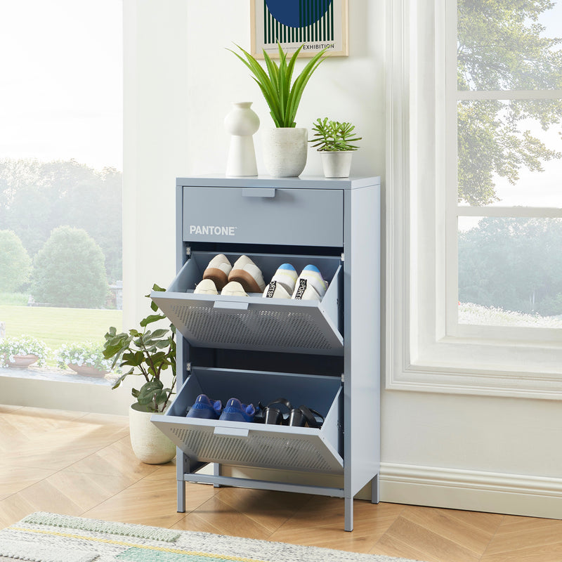 Meuble À Chaussures - Métal - Gris Bleu