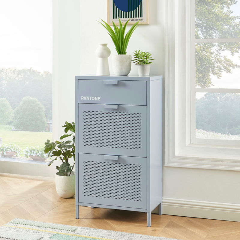 Meuble À Chaussures - Métal - Gris Bleu