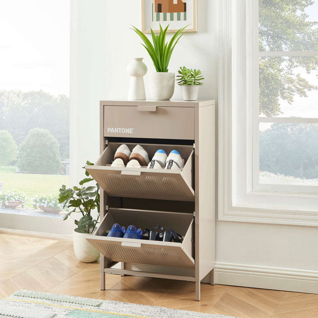 Meuble À Chaussures - Métal - Taupe