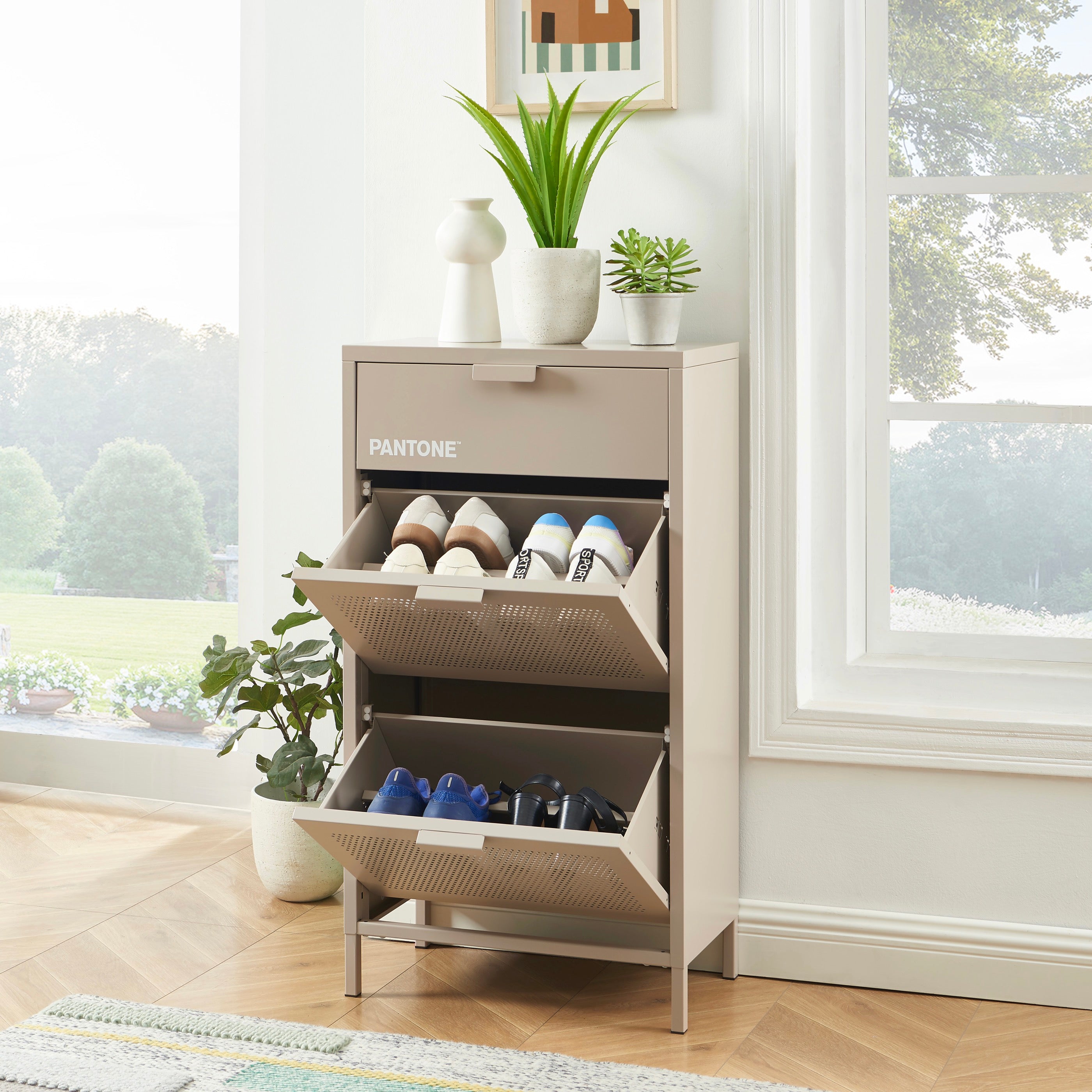 Meuble À Chaussures - Métal - Taupe