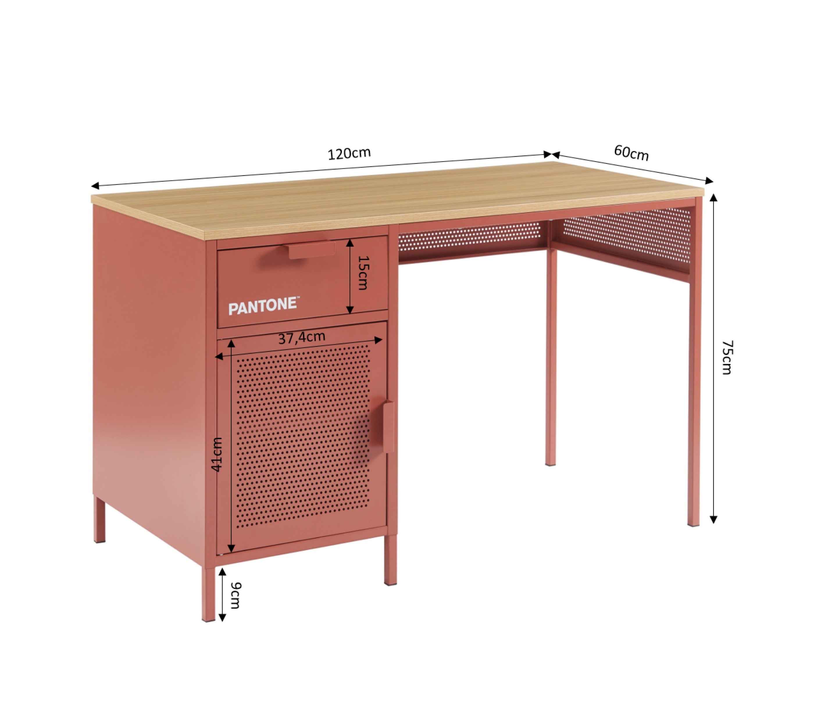 Desk - Metal - Terracotta