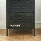 Table De Chevet - Métal - Gris Anthracite - Double Tiroirs