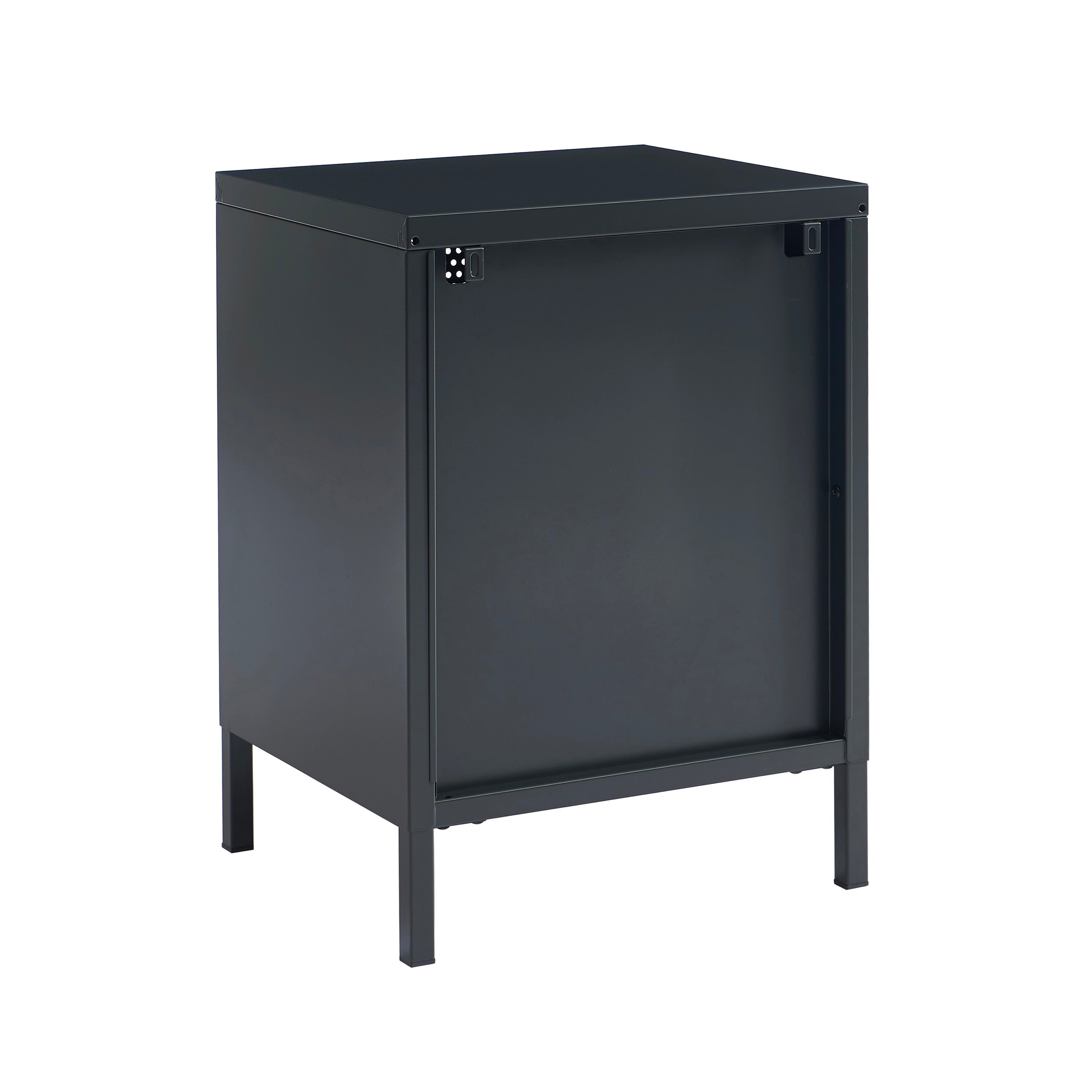 Table De Chevet - Métal - Gris Anthracite - Double Tiroirs