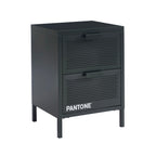 Table De Chevet - Métal - Gris Anthracite - Double Tiroirs